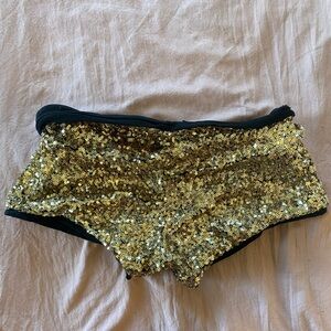 Sequin Gold and Black Women's Shorts Perfect for New years